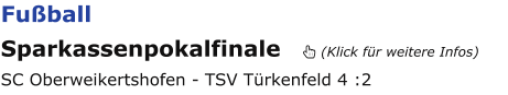 Fußball Sparkassenpokalfinale    (Klick für weitere Infos) SC Oberweikertshofen - TSV Türkenfeld 4 :2